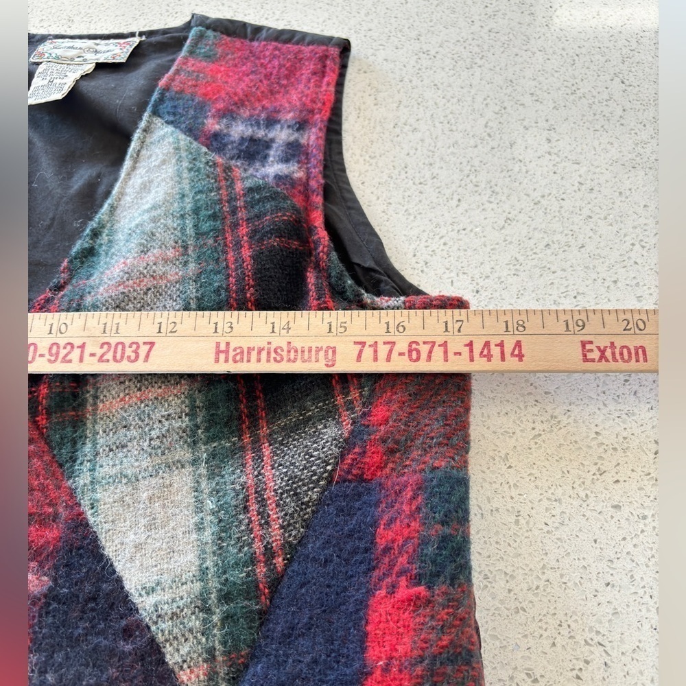 Vintage Jonathan Martin Plaid Wool Blend Patchwork Vest Womens Size Medium Lined - Picture 12 of 12